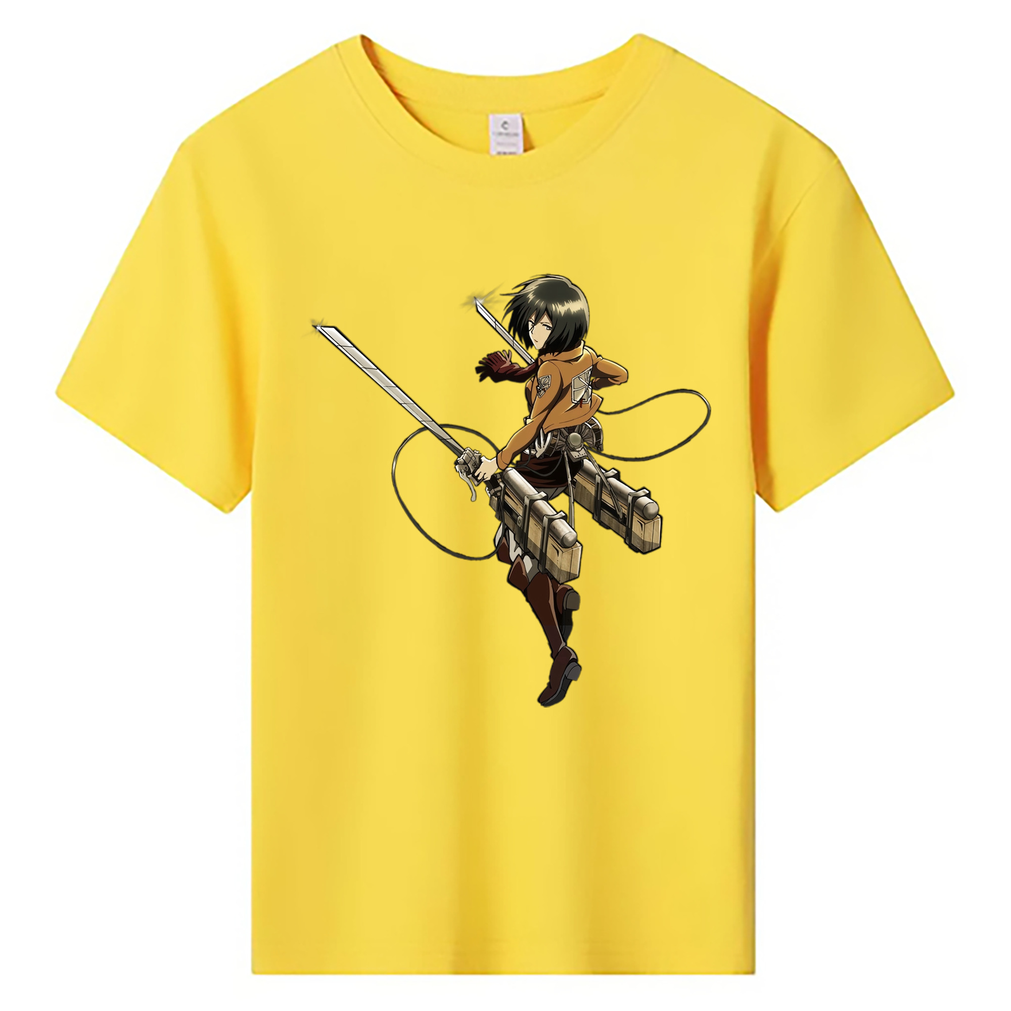 （画像用） 進撃の巨人 ミカサ·アッカーマン Attack on Titan Mikasa Ackerman 綿100％キッズTシャツ（フロントプリント）