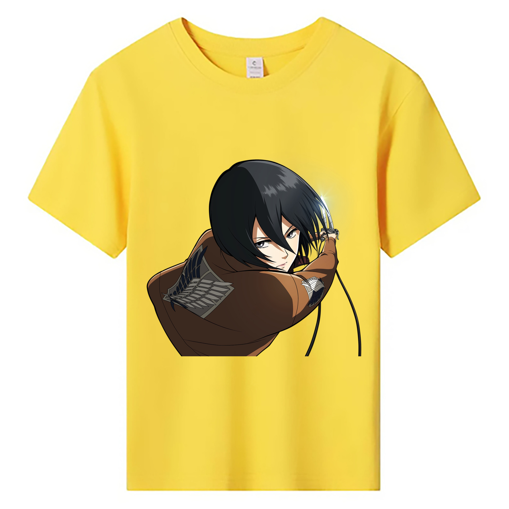 （画像用） 進撃の巨人 ミカサ·アッカーマン Attack on Titan Mikasa Ackerman 綿100％キッズTシャツ（フロントプリント）