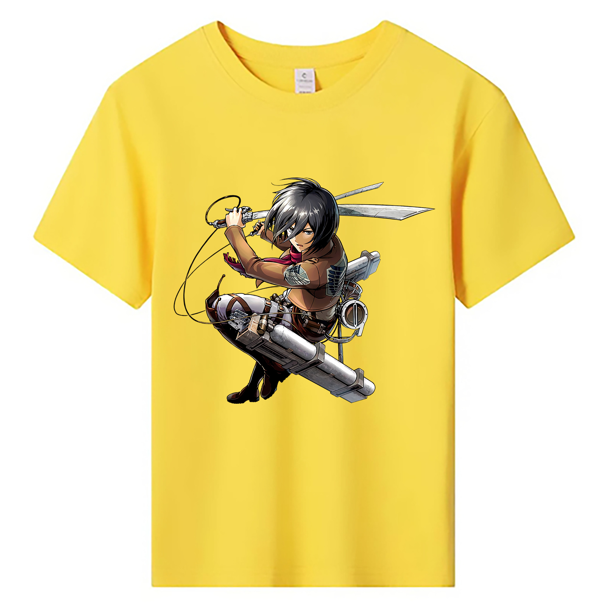 （画像用） 進撃の巨人 ミカサ·アッカーマン Attack on Titan Mikasa Ackerman 綿100％キッズTシャツ（フロントプリント）