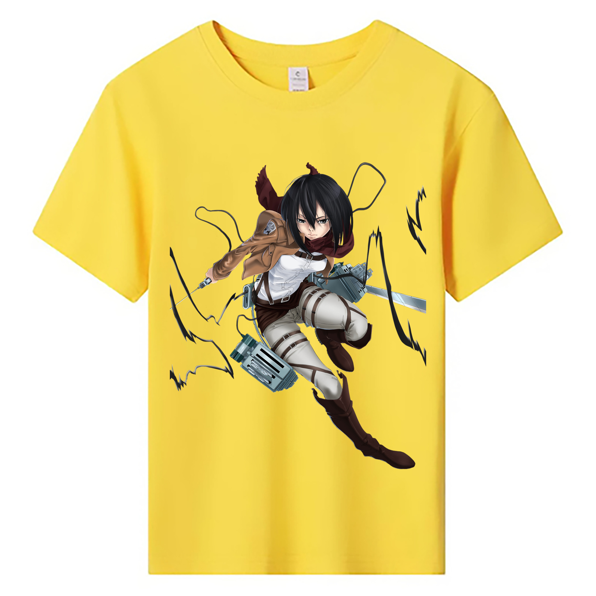 （画像用） 進撃の巨人 ミカサ·アッカーマン Attack on Titan Mikasa Ackerman 綿100％キッズTシャツ（フロントプリント）