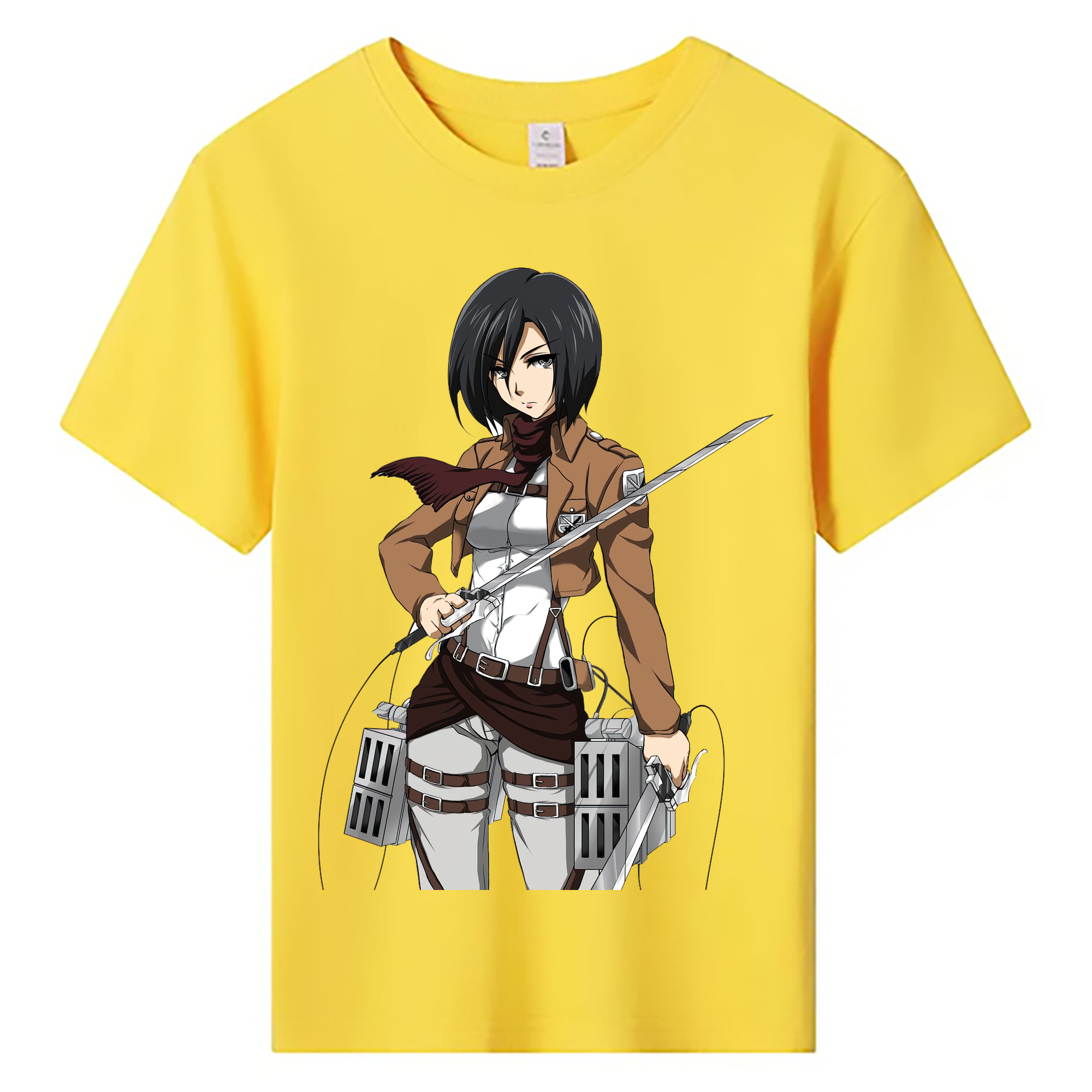 （画像用） 進撃の巨人 ミカサ·アッカーマン Attack on Titan Mikasa Ackerman 綿100％キッズTシャツ（フロントプリント）