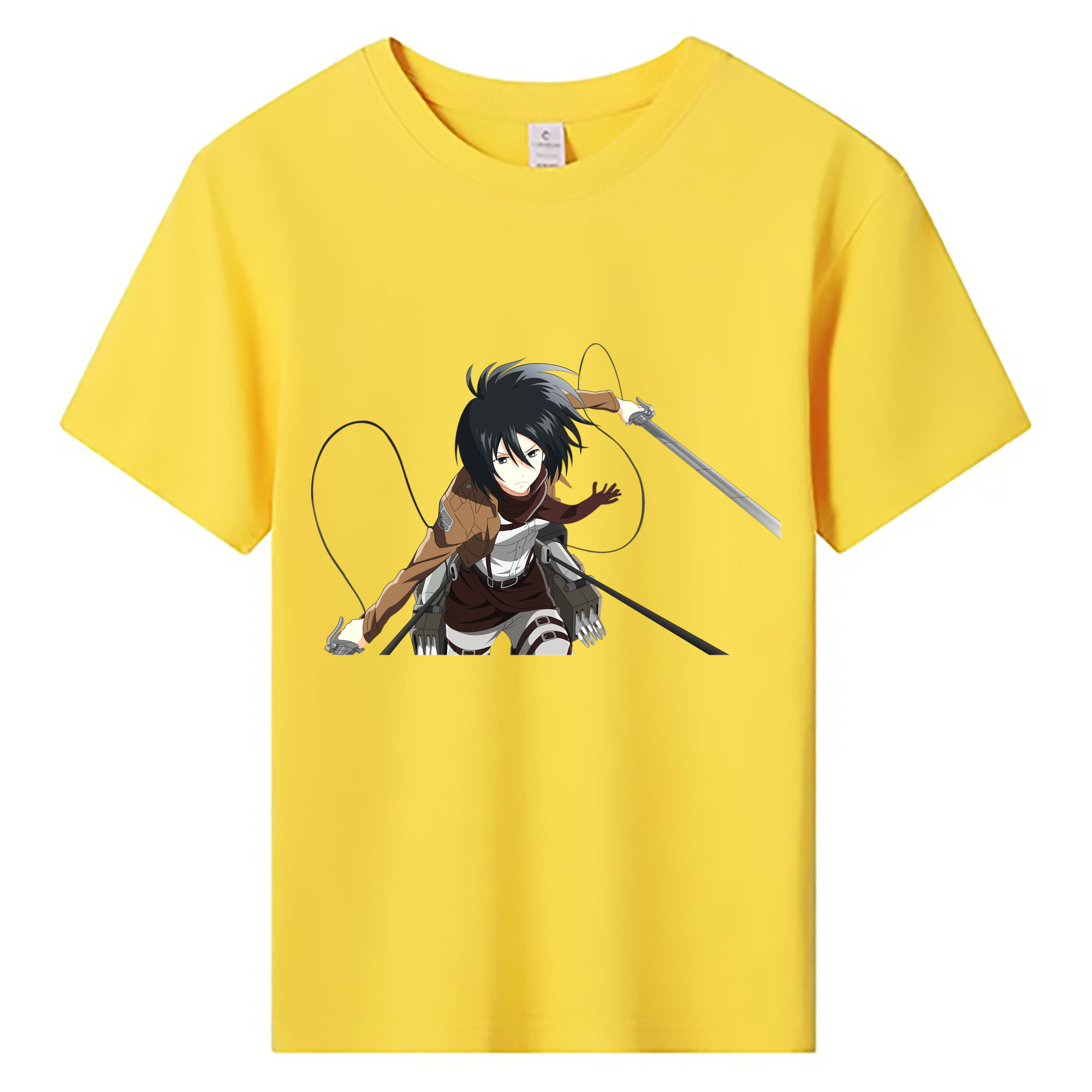 （画像用） 進撃の巨人 ミカサ·アッカーマン Attack on Titan Mikasa Ackerman 綿100％キッズTシャツ（フロントプリント）