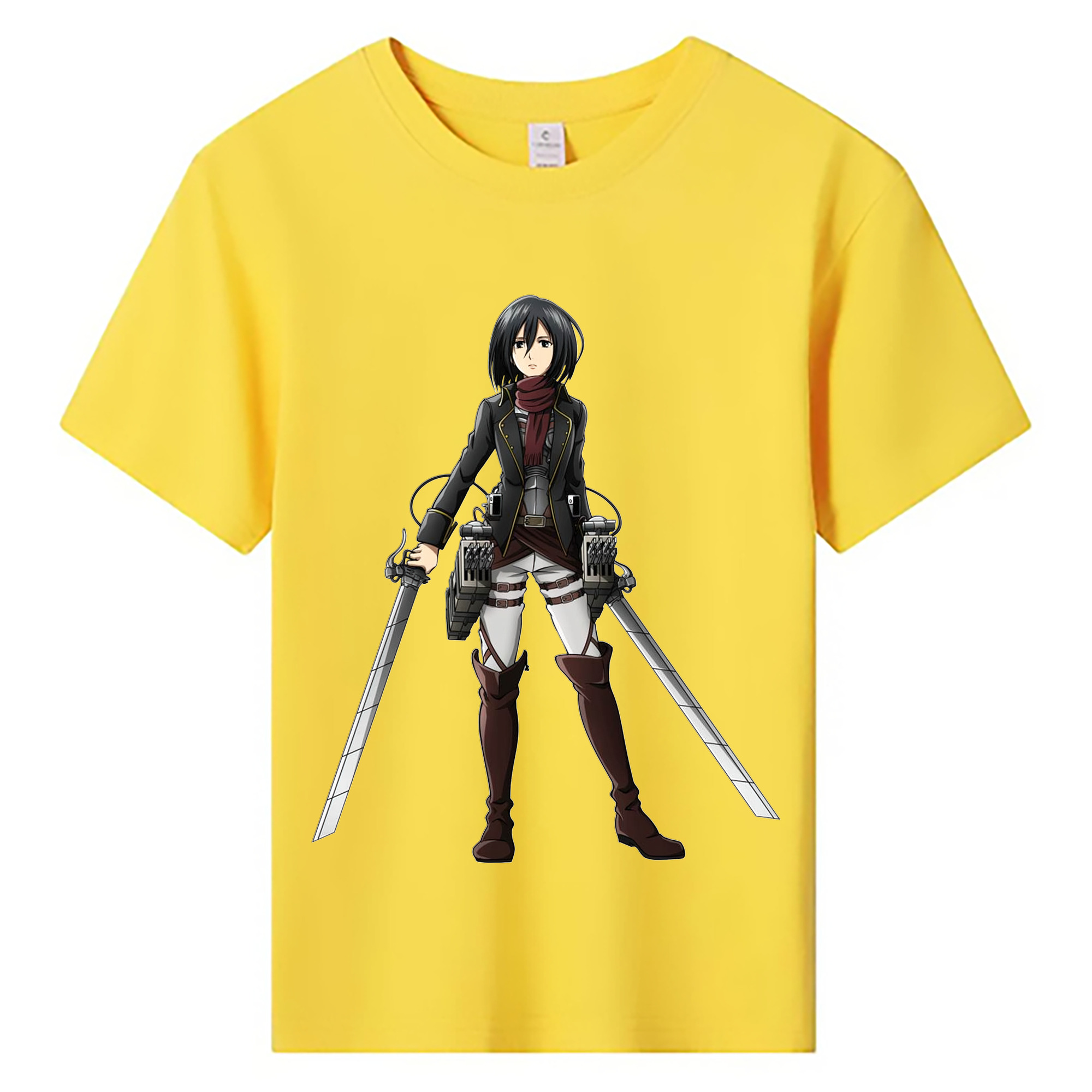（画像用） 進撃の巨人 ミカサ·アッカーマン Attack on Titan Mikasa Ackerman 綿100％キッズTシャツ（フロントプリント）
