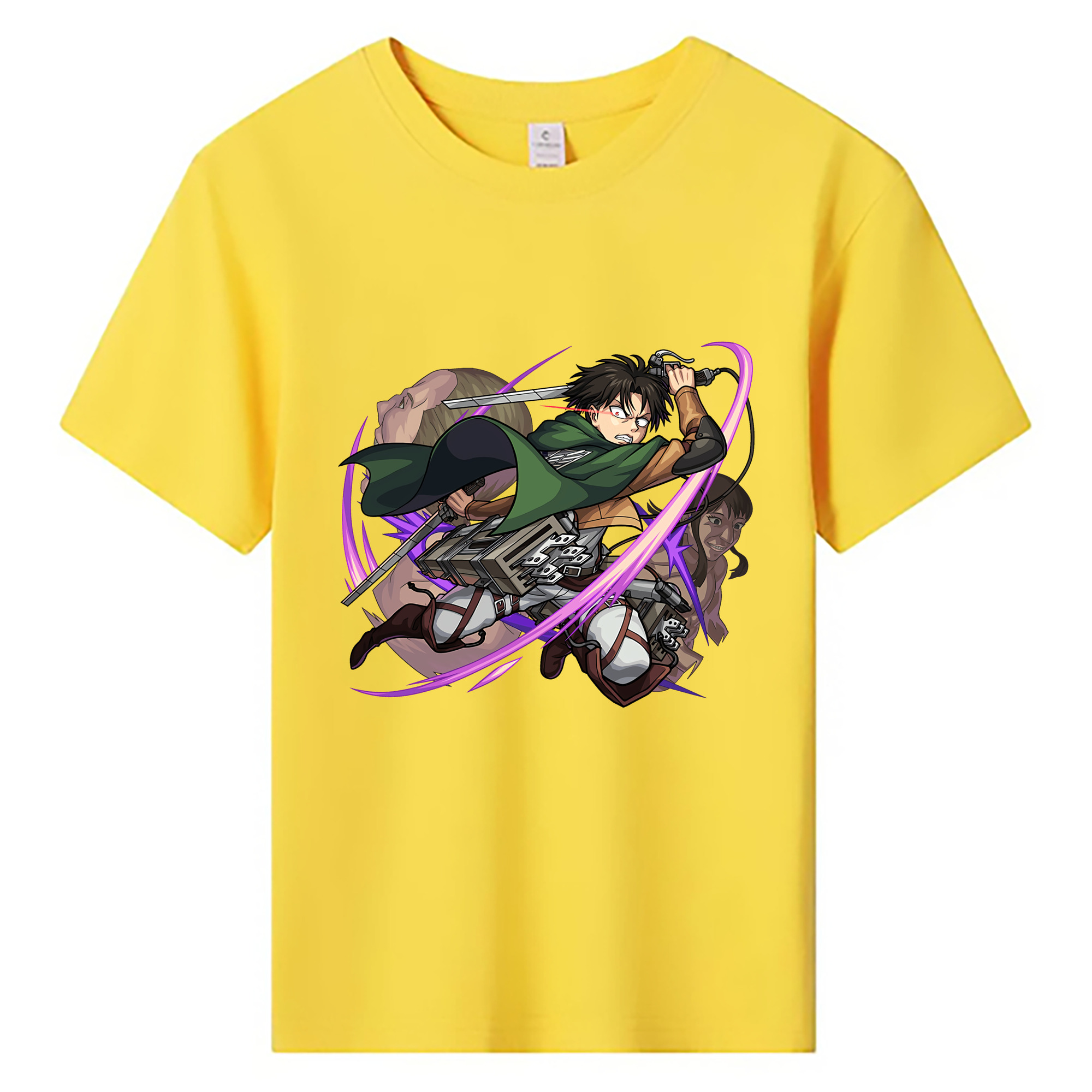 （画像用） 進撃の巨人 リヴァイ·アッカーマン Attack on Titan Levi Ackerman 綿100％キッズTシャツ（フロントプリント）