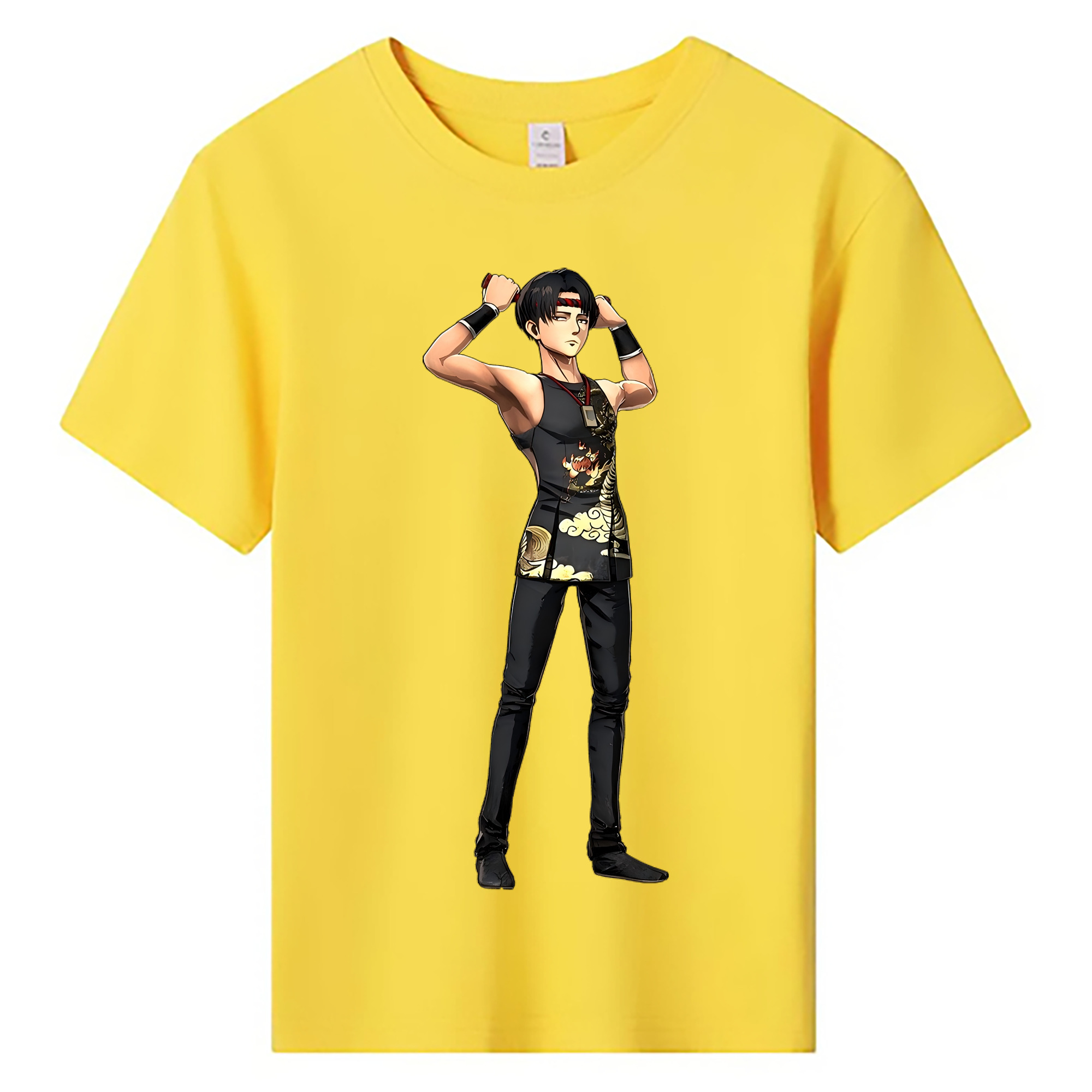 （画像用） 進撃の巨人 リヴァイ·アッカーマン Attack on Titan Levi Ackerman 綿100％キッズTシャツ（フロントプリント）