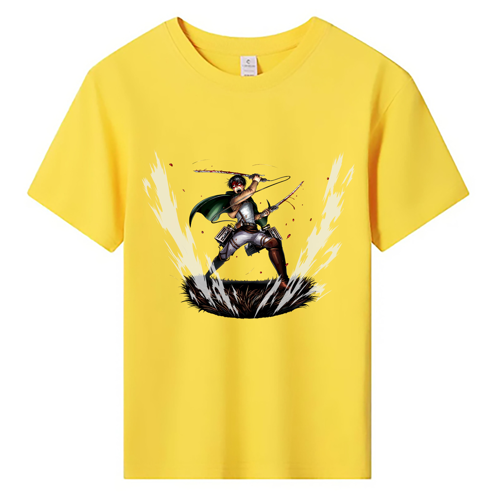 （画像用） 進撃の巨人 リヴァイ·アッカーマン Attack on Titan Levi Ackerman 綿100％キッズTシャツ（フロントプリント）