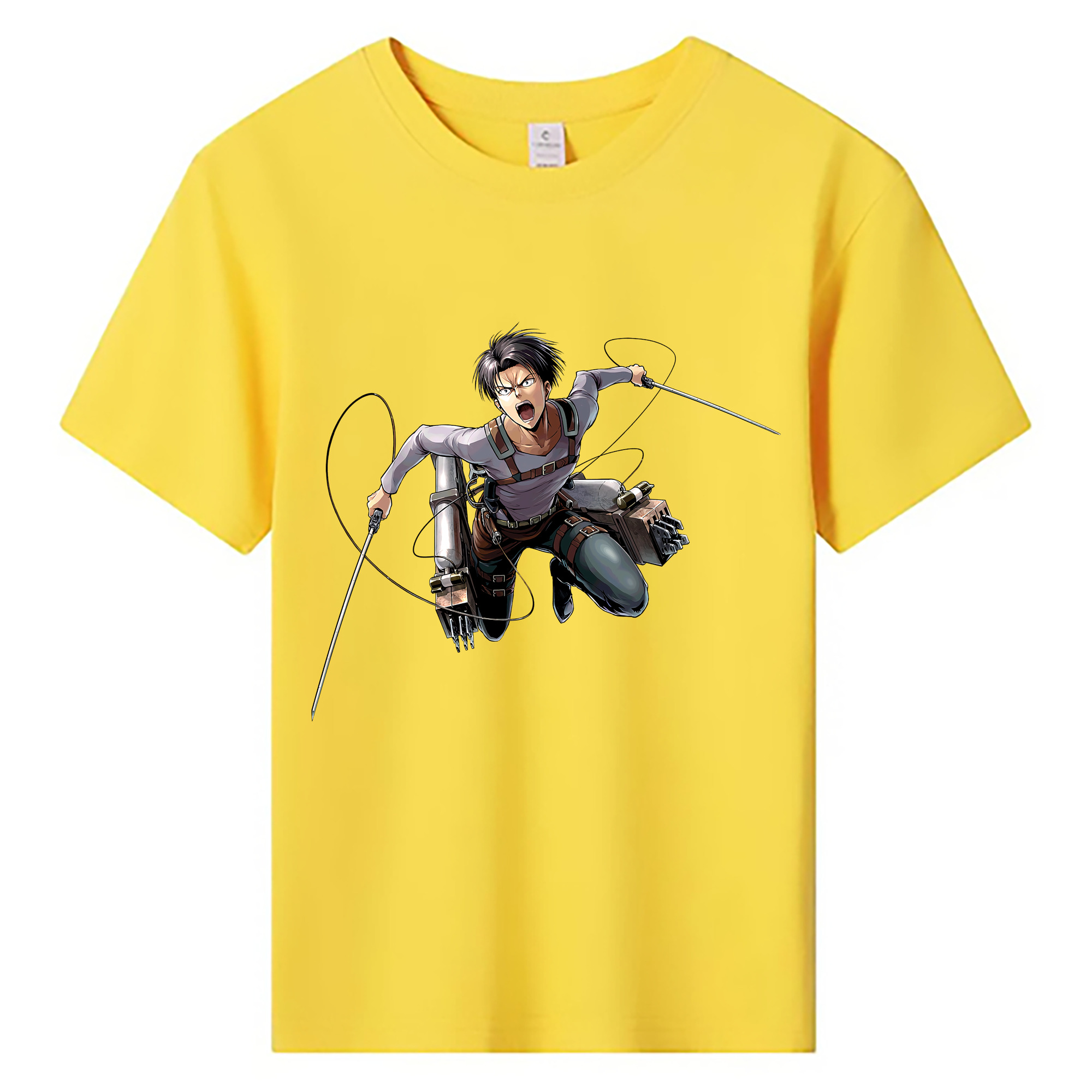 （画像用） 進撃の巨人 リヴァイ·アッカーマン Attack on Titan Levi Ackerman 綿100％キッズTシャツ（フロントプリント）