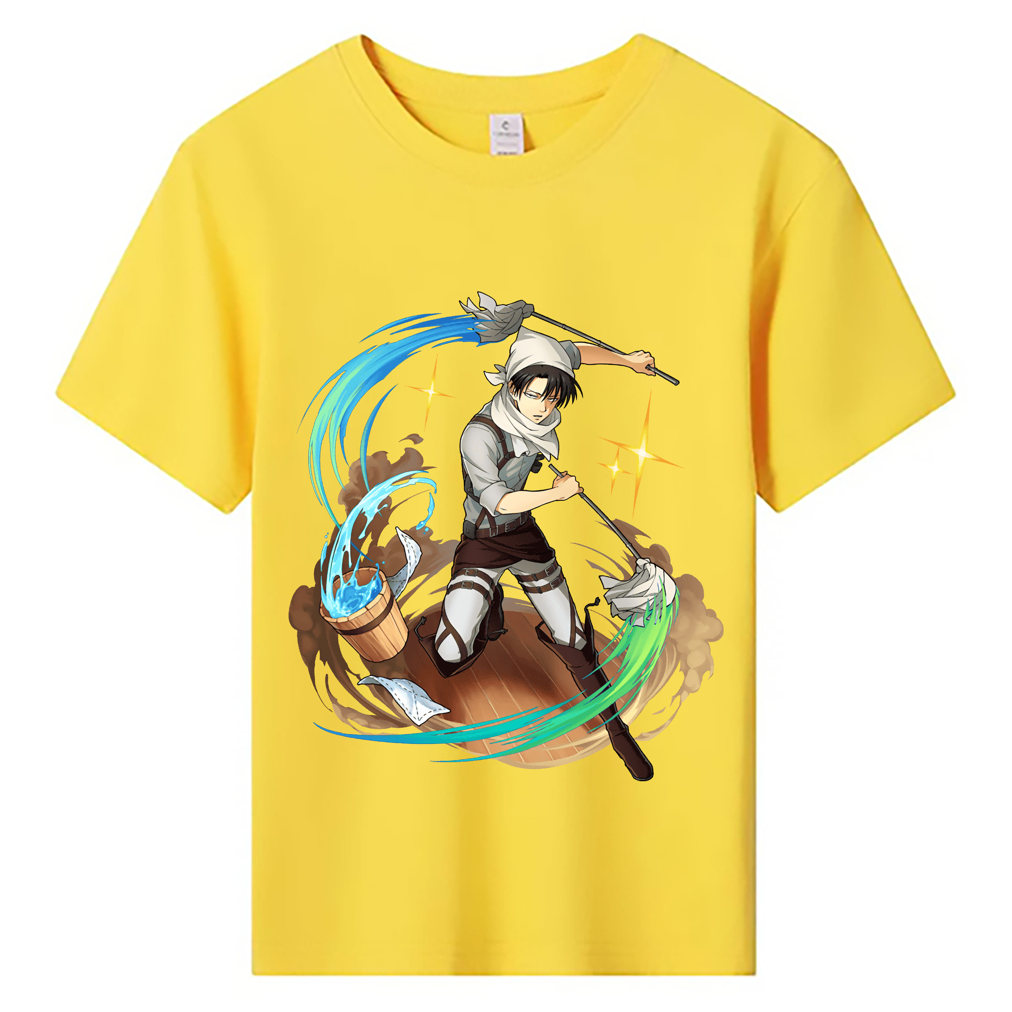 （画像用） 進撃の巨人 リヴァイ·アッカーマン Attack on Titan Levi Ackerman 綿100％キッズTシャツ（フロントプリント）