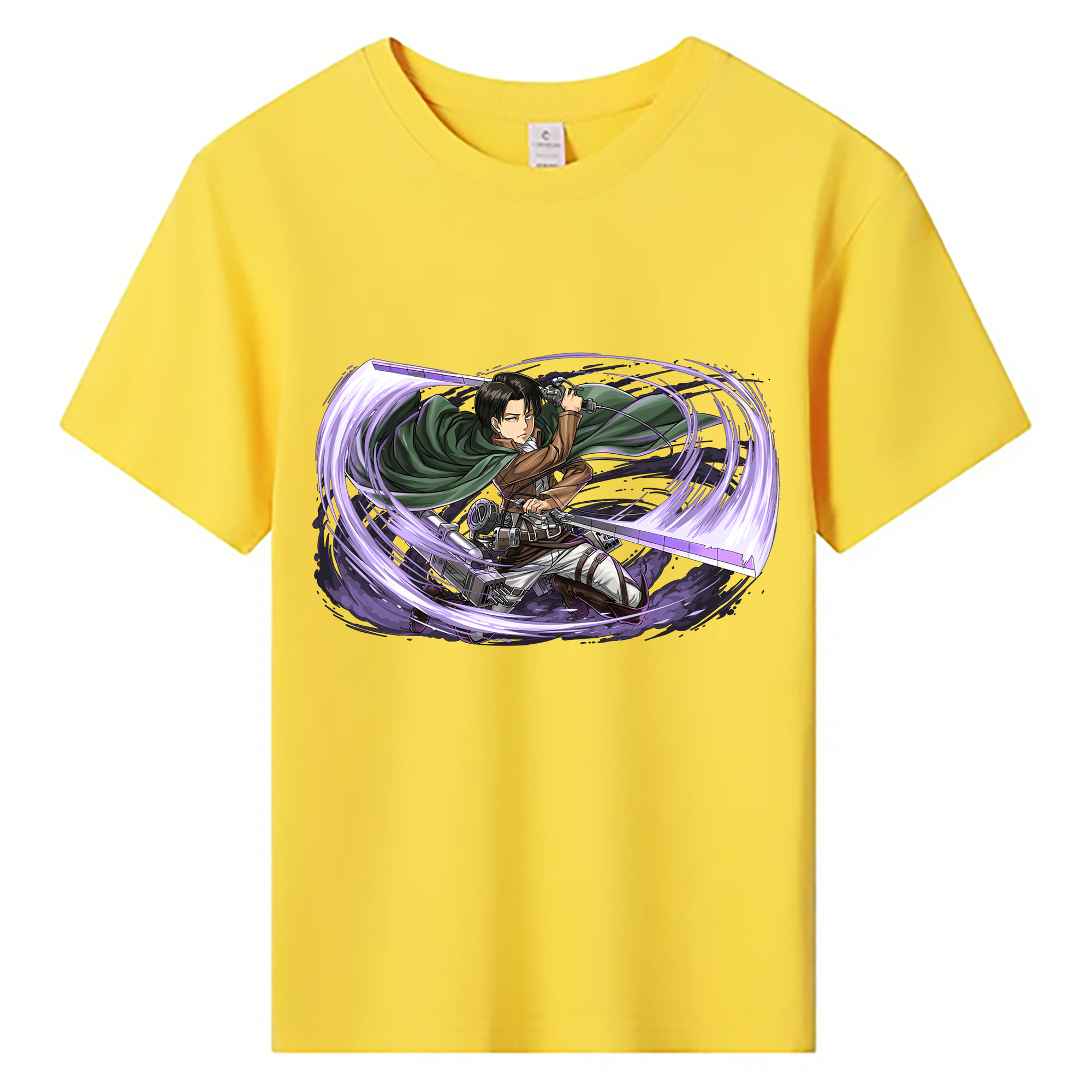 （画像用） 進撃の巨人 リヴァイ·アッカーマン Attack on Titan Levi Ackerman 綿100％キッズTシャツ（フロントプリント）