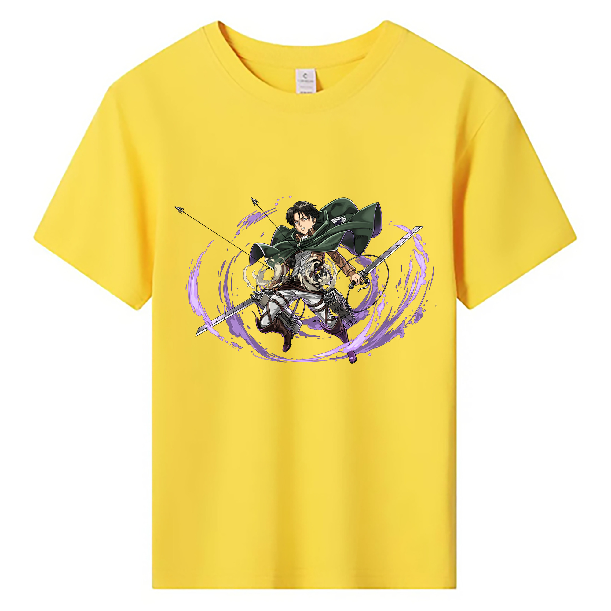 （画像用） 進撃の巨人 リヴァイ·アッカーマン Attack on Titan Levi Ackerman 綿100％キッズTシャツ（フロントプリント）