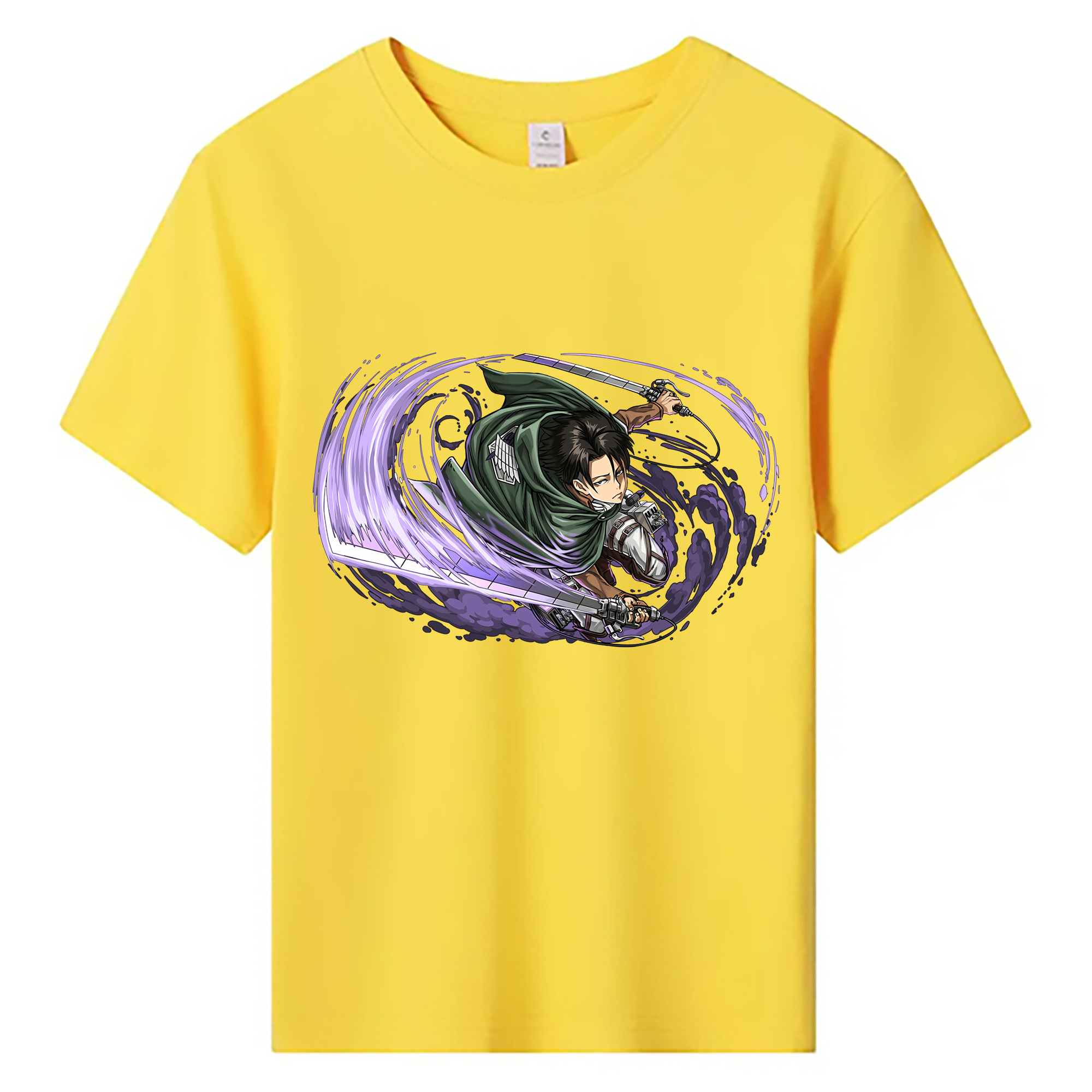 （画像用） 進撃の巨人 リヴァイ·アッカーマン Attack on Titan Levi Ackerman 綿100％キッズTシャツ（フロントプリント）