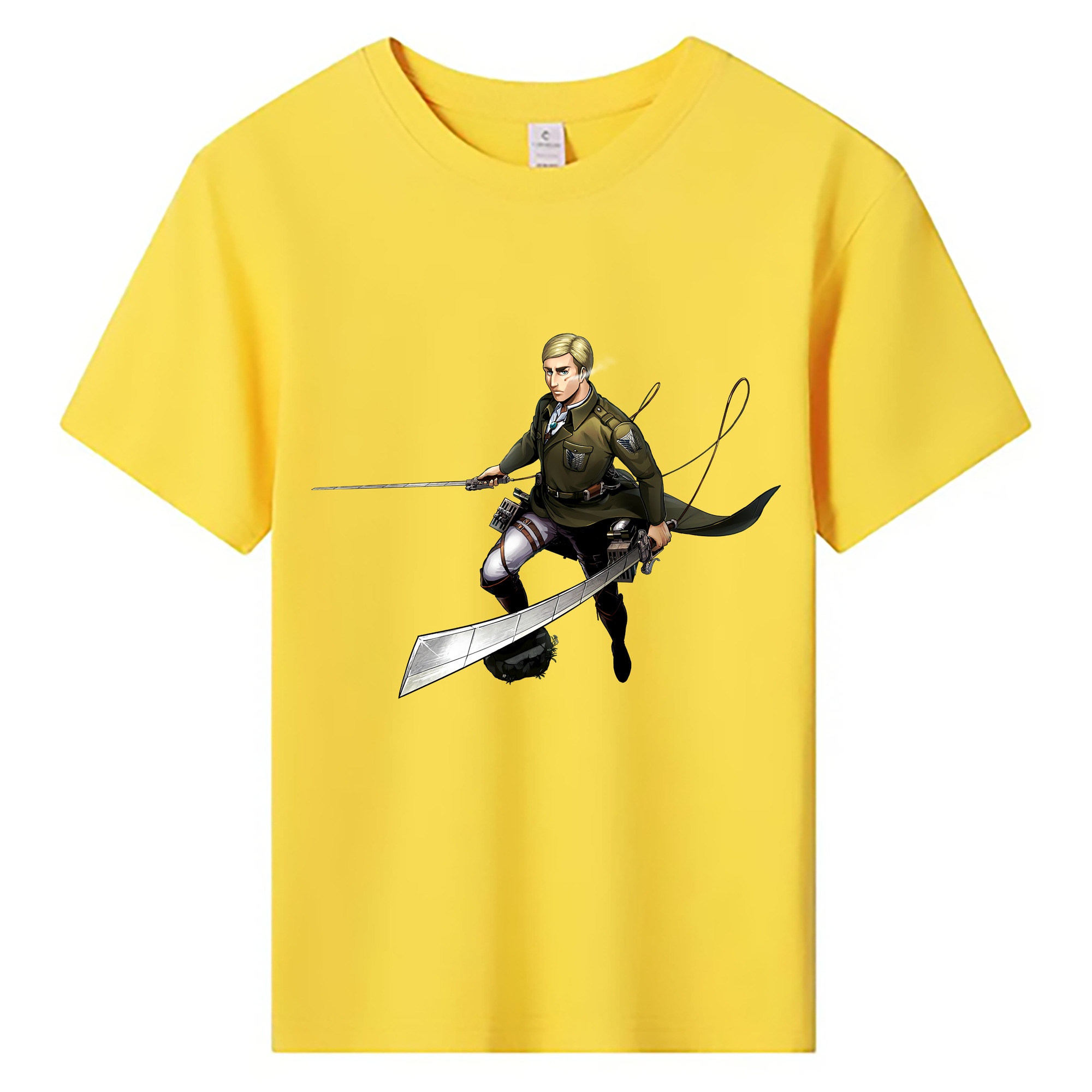 （画像用） 進撃の巨人 エルヴィン・スミス Attack on Titan Erwin Smith 綿100％キッズTシャツ（フロントプリント）