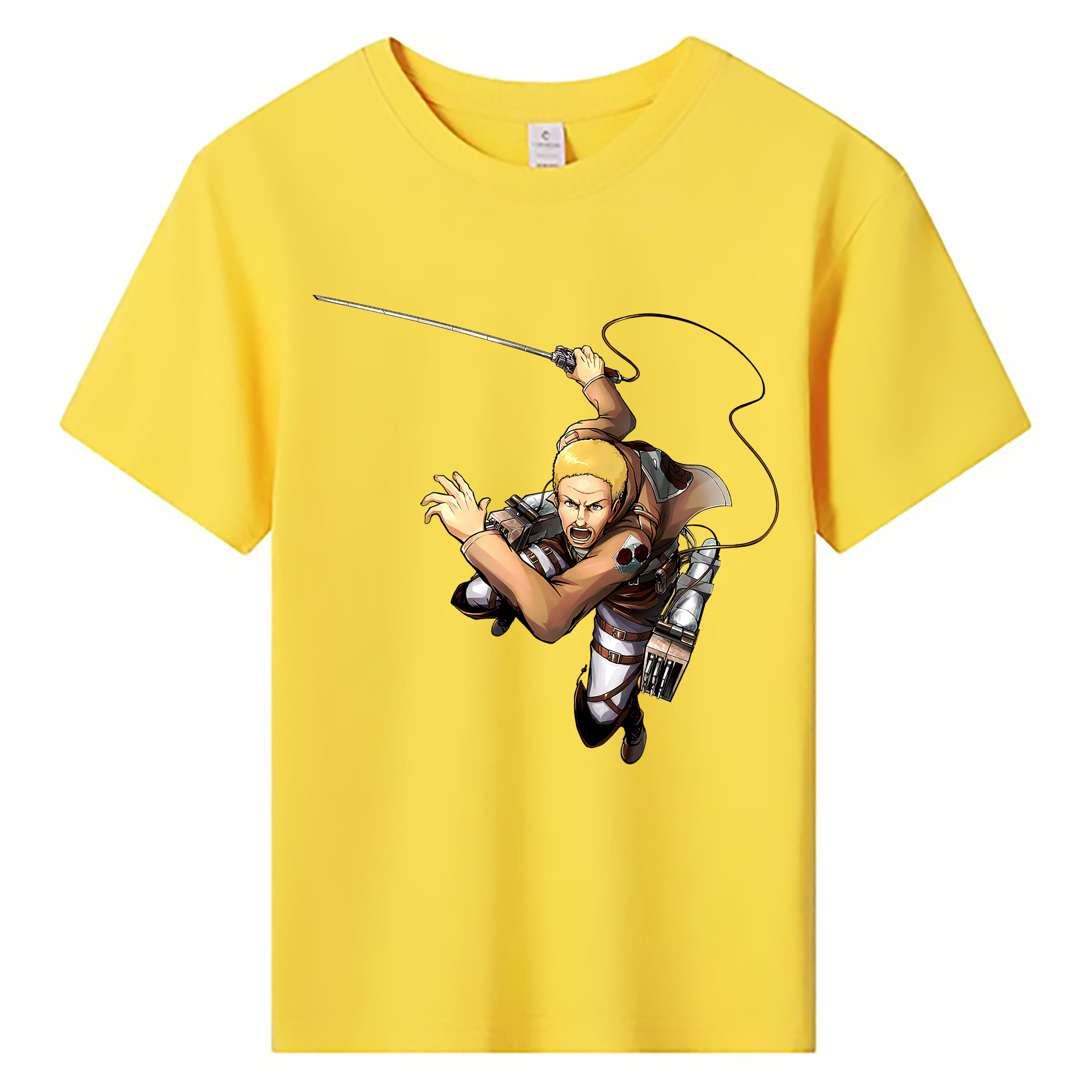 （画像用） 進撃の巨人 ハンネス Attack on Titan Hannes 綿100％キッズTシャツ（フロントプリント）