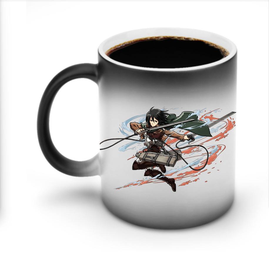 （画像用） 進撃の巨人 ミカサ·アッカーマン Attack on Titan Mikasa Ackerman 温度変色マグカップ