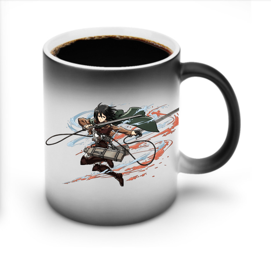 （画像用） 進撃の巨人 ミカサ·アッカーマン Attack on Titan Mikasa Ackerman 温度変色マグカップ