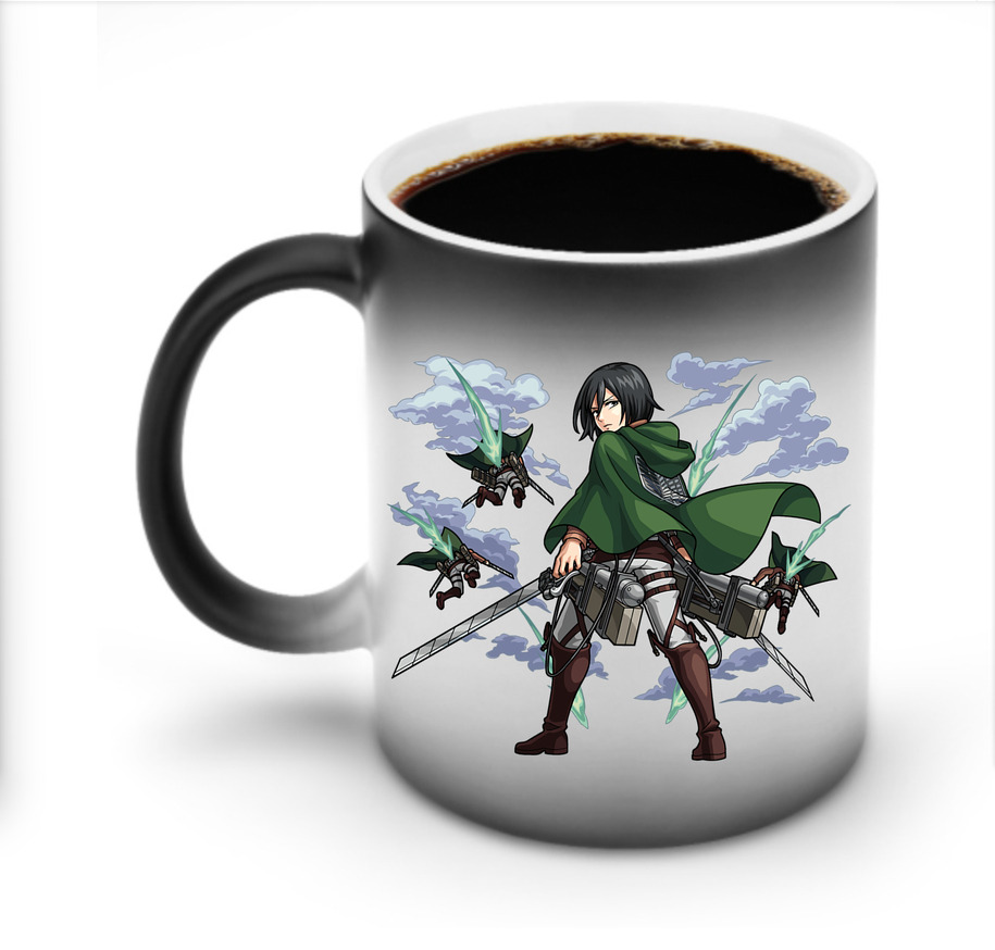 （画像用） 進撃の巨人 ミカサ·アッカーマン Attack on Titan Mikasa Ackerman 温度変色マグカップ