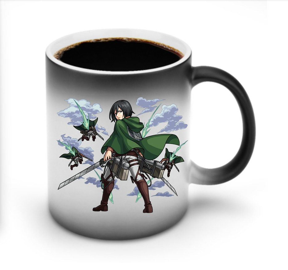 （画像用） 進撃の巨人 ミカサ·アッカーマン Attack on Titan Mikasa Ackerman 温度変色マグカップ