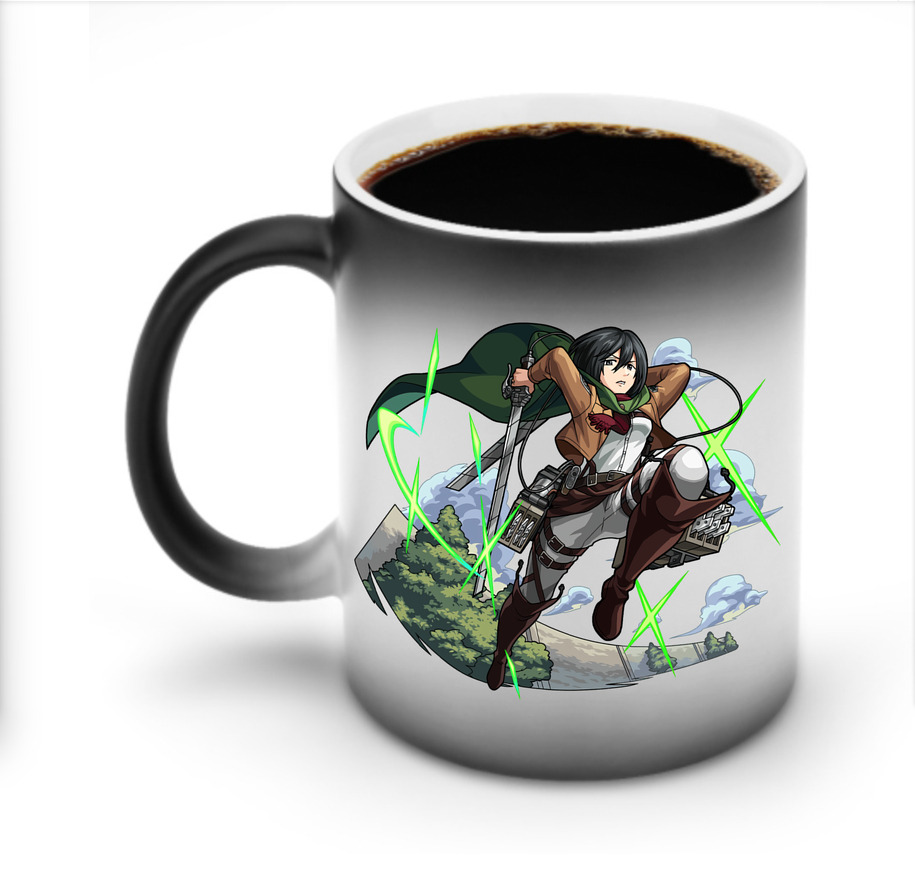 （画像用） 進撃の巨人 ミカサ·アッカーマン Attack on Titan Mikasa Ackerman 温度変色マグカップ