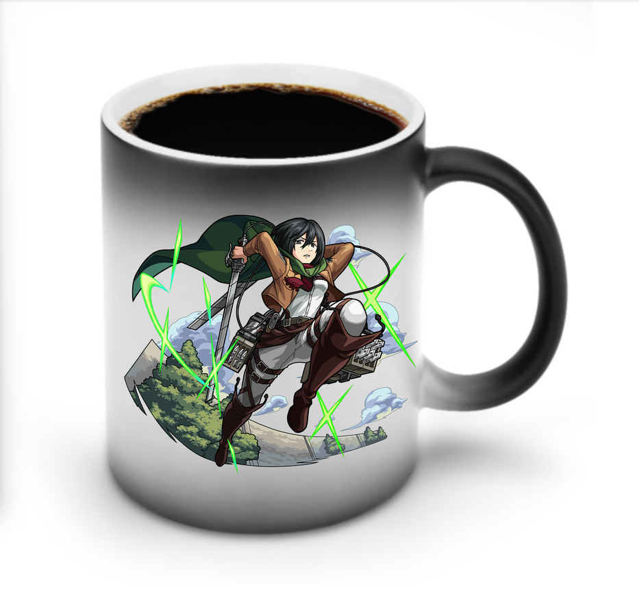 （画像用） 進撃の巨人 ミカサ·アッカーマン Attack on Titan Mikasa Ackerman 温度変色マグカップ