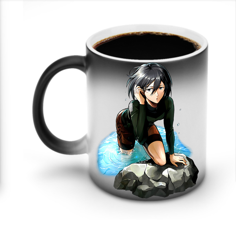 （画像用） 進撃の巨人 ミカサ·アッカーマン Attack on Titan Mikasa Ackerman 温度変色マグカップ