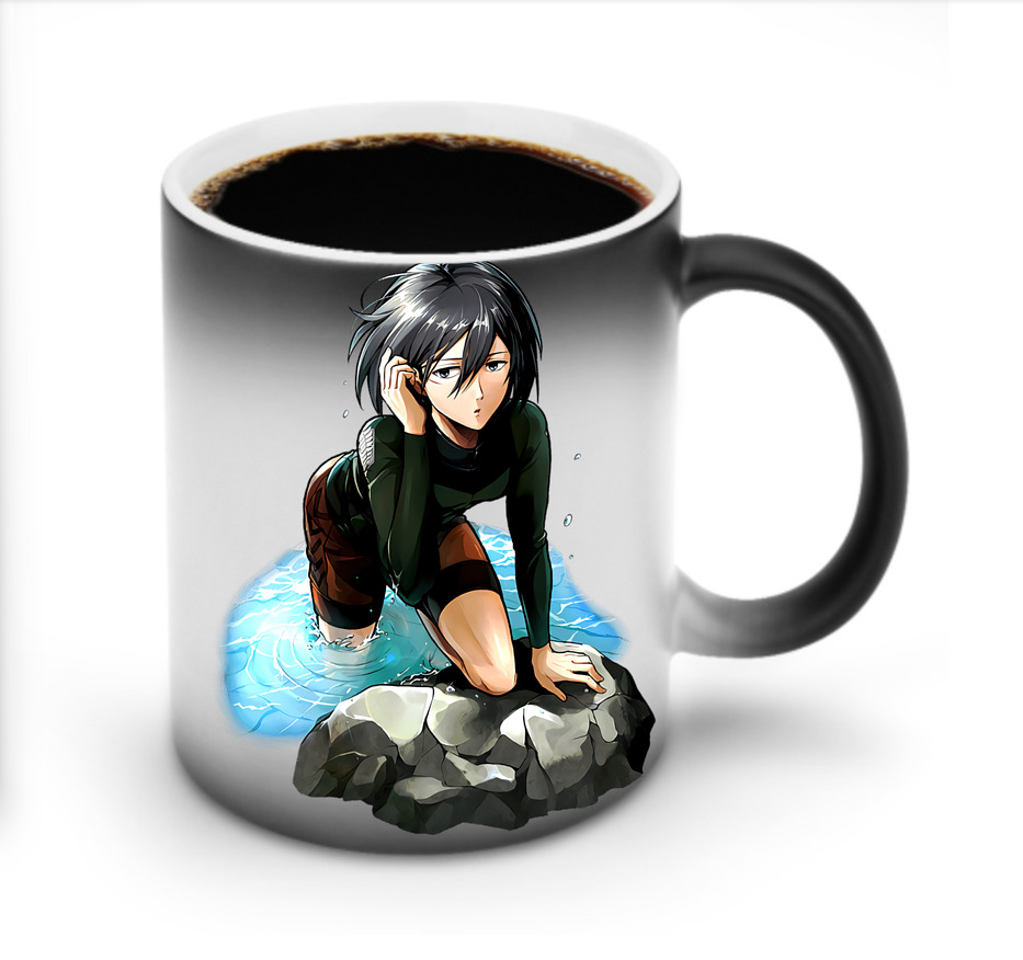 （画像用） 進撃の巨人 ミカサ·アッカーマン Attack on Titan Mikasa Ackerman 温度変色マグカップ