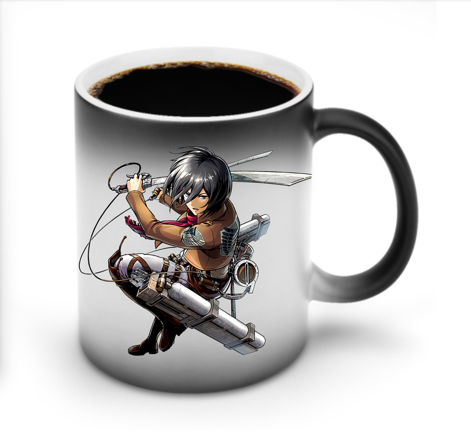 （画像用） 進撃の巨人 ミカサ·アッカーマン Attack on Titan Mikasa Ackerman 温度変色マグカップ