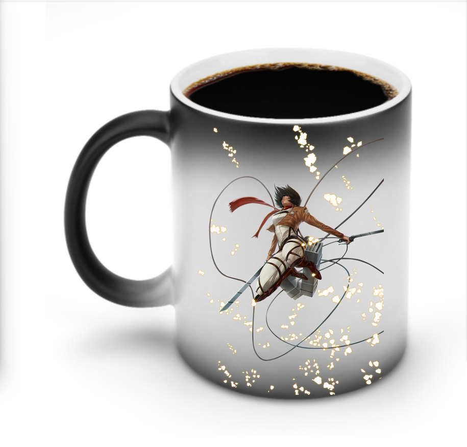 （画像用） 進撃の巨人 ミカサ·アッカーマン Attack on Titan Mikasa Ackerman 温度変色マグカップ