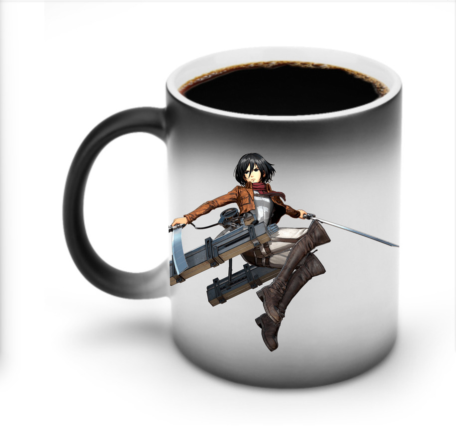 （画像用） 進撃の巨人 ミカサ·アッカーマン Attack on Titan Mikasa Ackerman 温度変色マグカップ