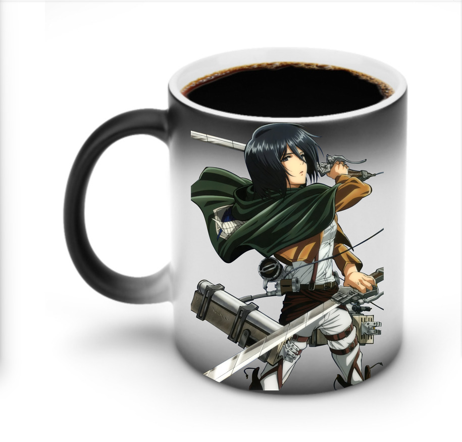 （画像用） 進撃の巨人 ミカサ·アッカーマン Attack on Titan Mikasa Ackerman 温度変色マグカップ