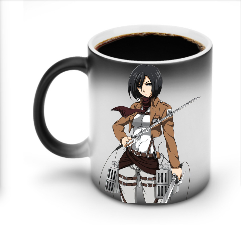 （画像用） 進撃の巨人 ミカサ·アッカーマン Attack on Titan Mikasa Ackerman 温度変色マグカップ