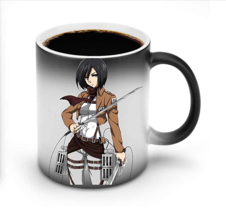 （画像用） 進撃の巨人 ミカサ·アッカーマン Attack on Titan Mikasa Ackerman 温度変色マグカップ
