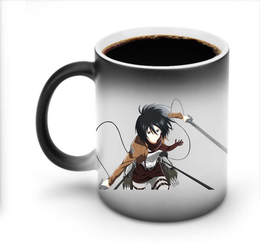 （画像用） 進撃の巨人 ミカサ·アッカーマン Attack on Titan Mikasa Ackerman 温度変色マグカップ