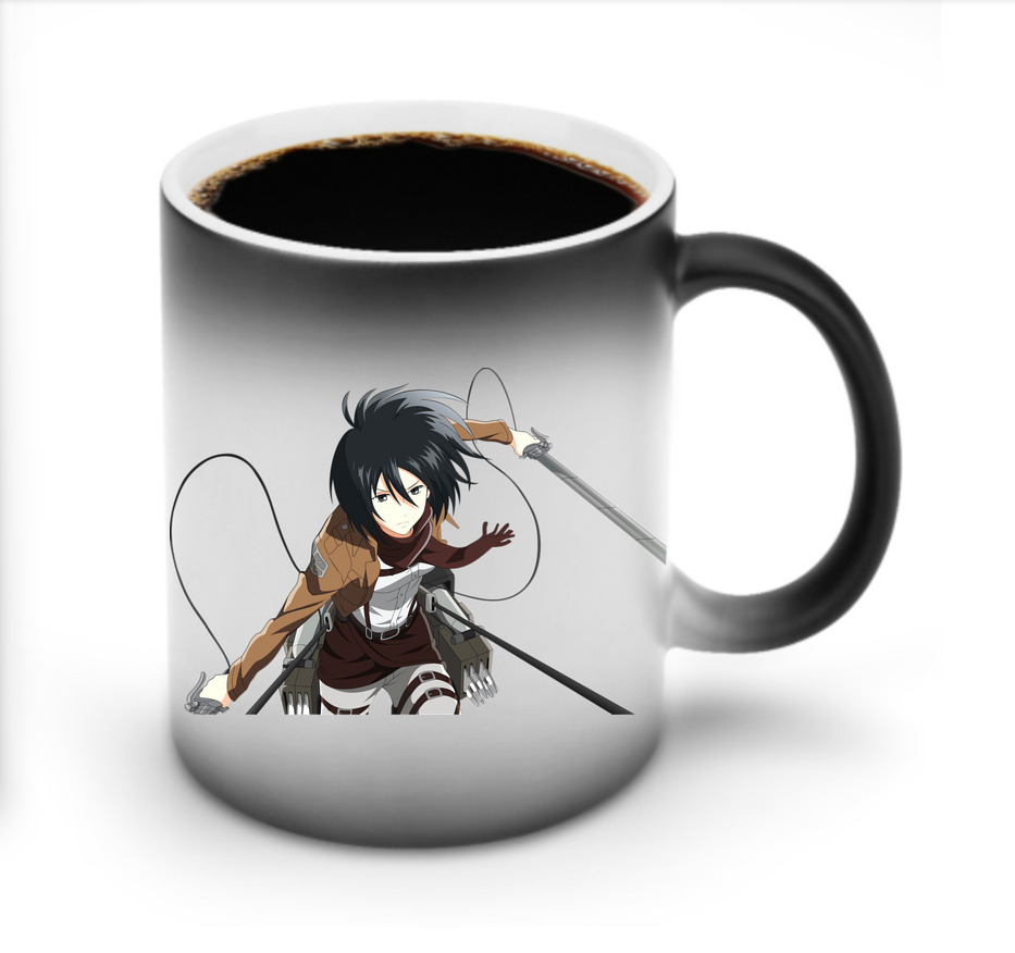 （画像用） 進撃の巨人 ミカサ·アッカーマン Attack on Titan Mikasa Ackerman 温度変色マグカップ