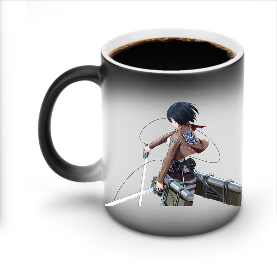 （画像用） 進撃の巨人 ミカサ·アッカーマン Attack on Titan Mikasa Ackerman 温度変色マグカップ