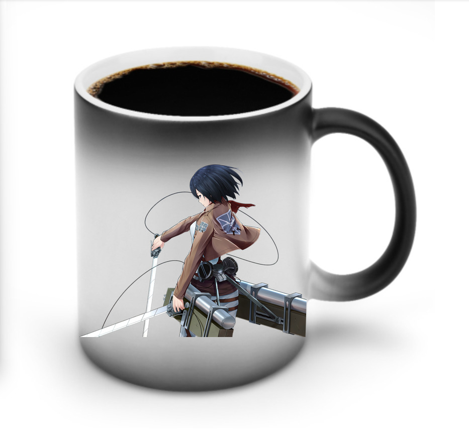 （画像用） 進撃の巨人 ミカサ·アッカーマン Attack on Titan Mikasa Ackerman 温度変色マグカップ