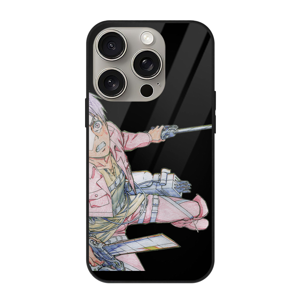 （画像用） 進撃の巨人 エレン･イェーガー Attack on Titan Eren Jäger 【iPhone15Pro対応】スマホケース 耐衝撃＆黄変防止 背面ガラス