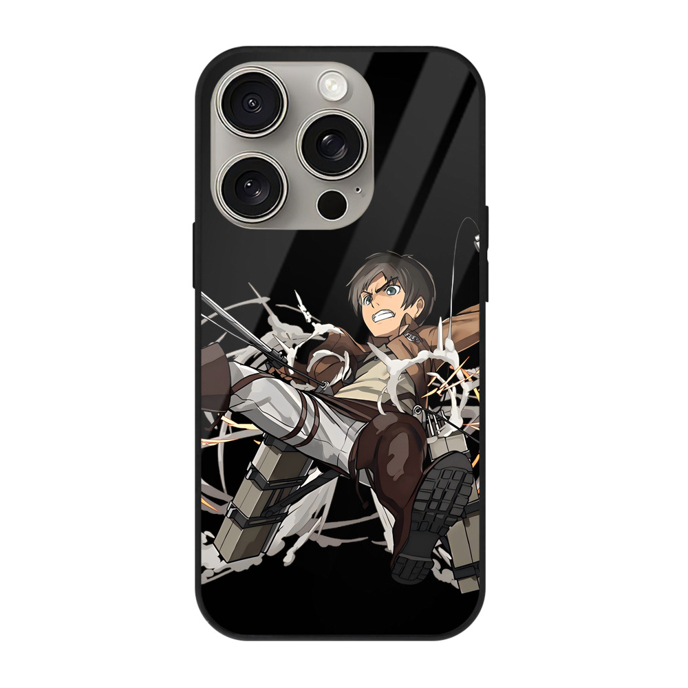 （画像用） 進撃の巨人 エレン･イェーガー Attack on Titan Eren Jäger 【iPhone15Pro対応】スマホケース 耐衝撃＆黄変防止 背面ガラス