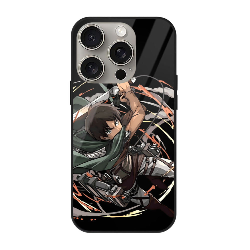 （画像用） 進撃の巨人 エレン･イェーガー Attack on Titan Eren Jäger 【iPhone15Pro対応】スマホケース 耐衝撃＆黄変防止 背面ガラス