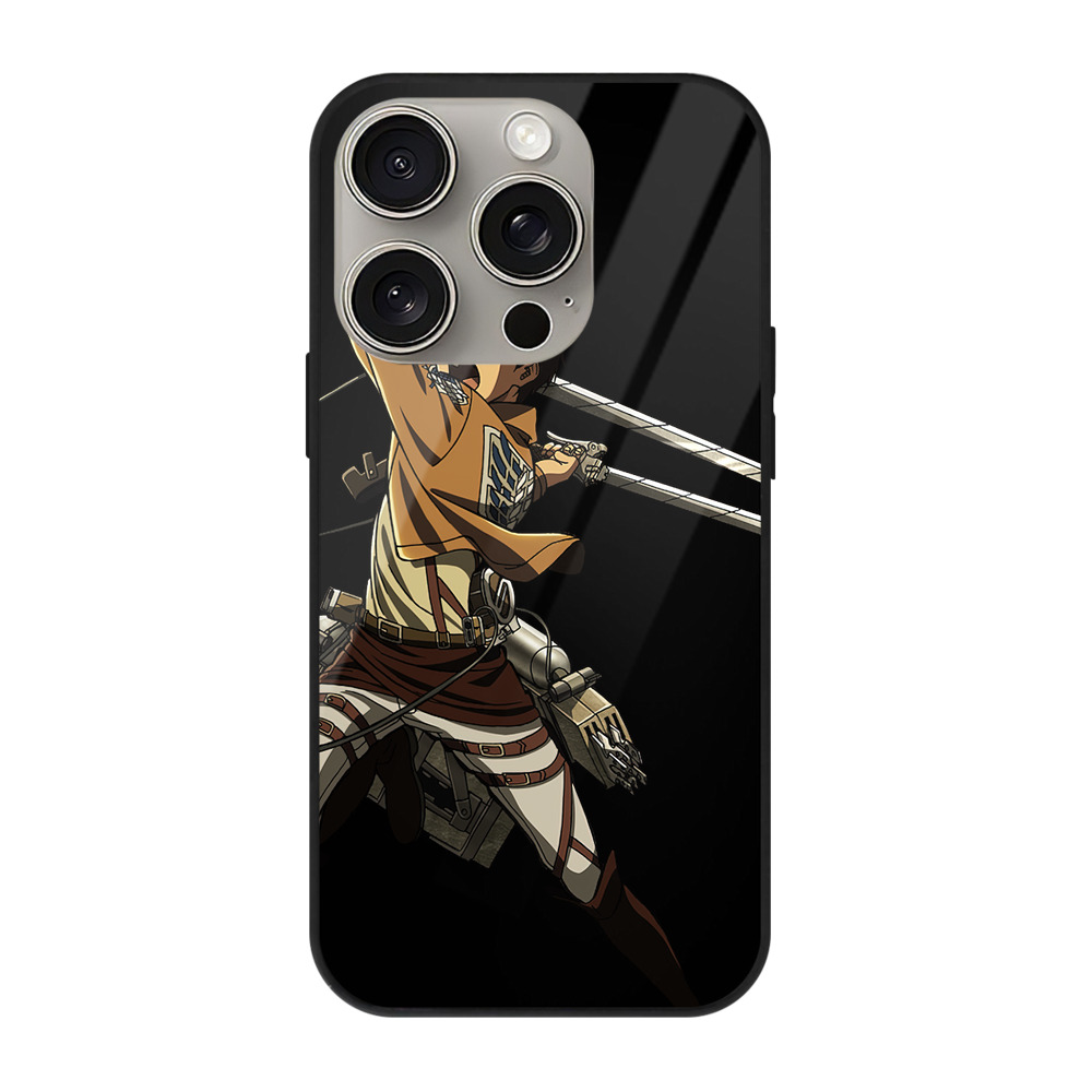 （画像用） 進撃の巨人 エレン･イェーガー Attack on Titan Eren Jäger 【iPhone15Pro対応】スマホケース 耐衝撃＆黄変防止 背面ガラス