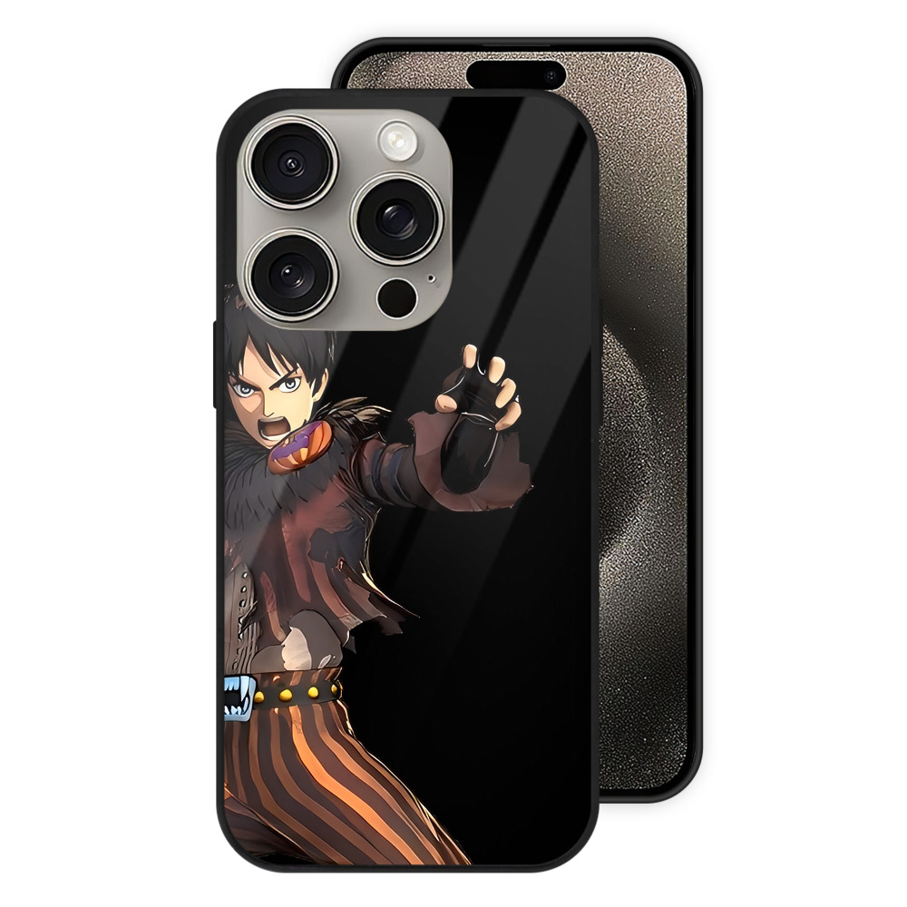 （画像用） 進撃の巨人 エレン･イェーガー Attack on Titan Eren Jäger 【iPhone15Pro対応】スマホケース 耐衝撃＆黄変防止 背面ガラス