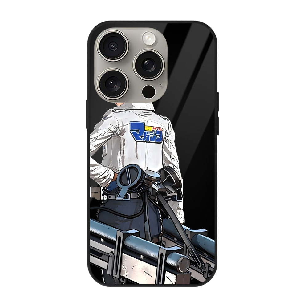 （画像用） 進撃の巨人 エレン･イェーガー Attack on Titan Eren Jäger 【iPhone15Pro対応】スマホケース 耐衝撃＆黄変防止 背面ガラス