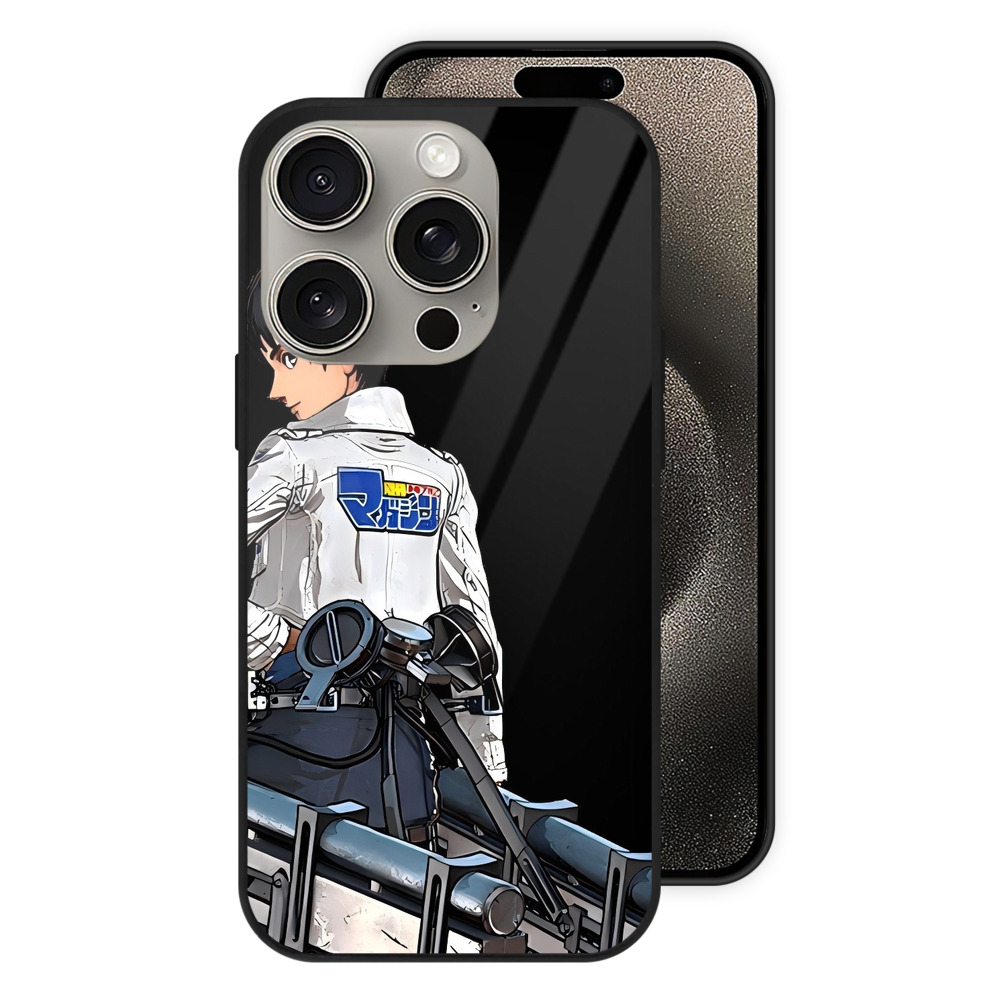 （画像用） 進撃の巨人 エレン･イェーガー Attack on Titan Eren Jäger 【iPhone15Pro対応】スマホケース 耐衝撃＆黄変防止 背面ガラス