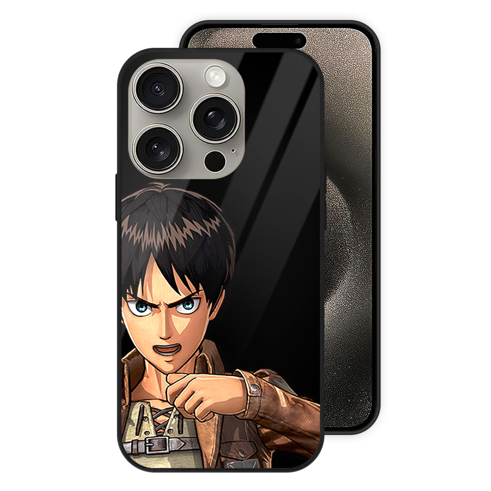 （画像用） 進撃の巨人 エレン･イェーガー Attack on Titan Eren Jäger 【iPhone15Pro対応】スマホケース 耐衝撃＆黄変防止 背面ガラス