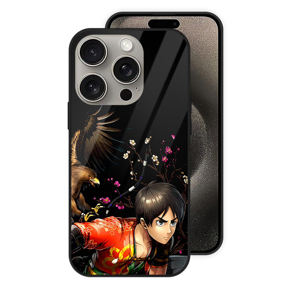 （画像用） 進撃の巨人 エレン･イェーガー Attack on Titan Eren Jäger 【iPhone15Pro対応】スマホケース 耐衝撃＆黄変防止 背面ガラス
