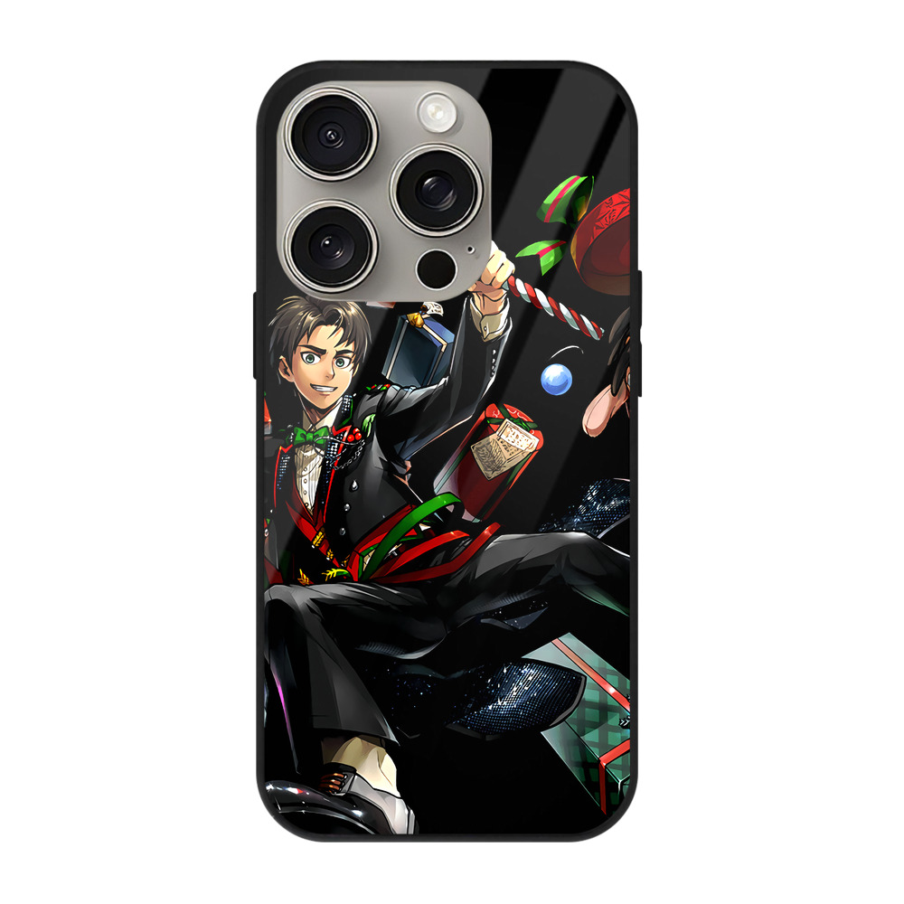 （画像用） 進撃の巨人 エレン･イェーガー Attack on Titan Eren Jäger 【iPhone15Pro対応】スマホケース 耐衝撃＆黄変防止 背面ガラス