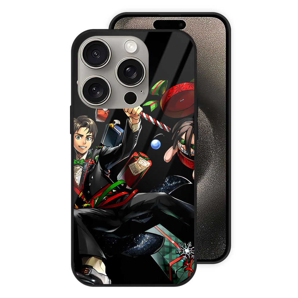 （画像用） 進撃の巨人 エレン･イェーガー Attack on Titan Eren Jäger 【iPhone15Pro対応】スマホケース 耐衝撃＆黄変防止 背面ガラス