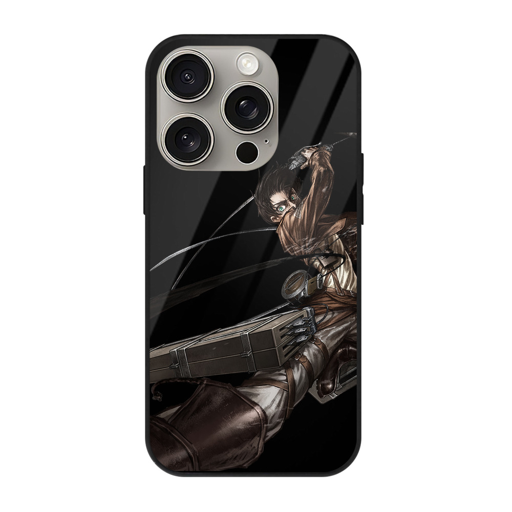 （画像用） 進撃の巨人 エレン･イェーガー Attack on Titan Eren Jäger 【iPhone15Pro対応】スマホケース 耐衝撃＆黄変防止 背面ガラス