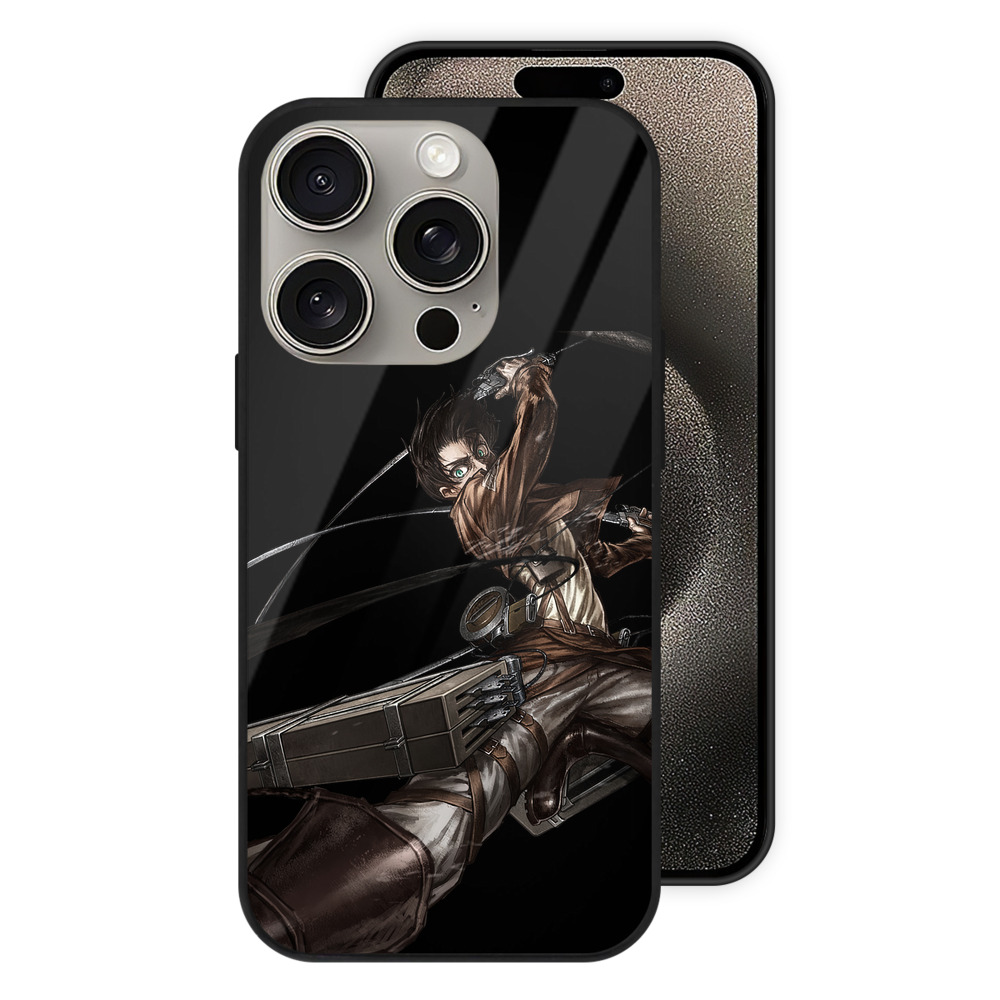 （画像用） 進撃の巨人 エレン･イェーガー Attack on Titan Eren Jäger 【iPhone15Pro対応】スマホケース 耐衝撃＆黄変防止 背面ガラス