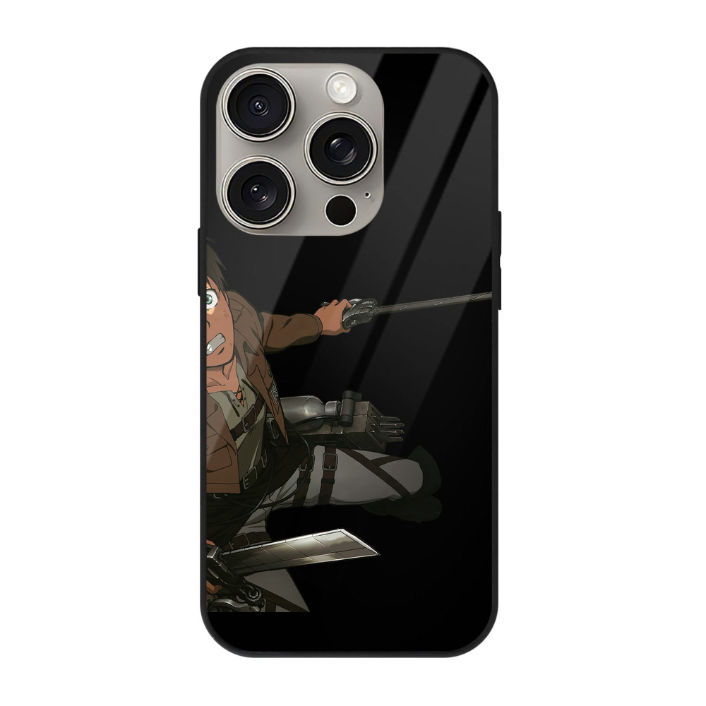 （画像用） 進撃の巨人 エレン･イェーガー Attack on Titan Eren Jäger 【iPhone15Pro対応】スマホケース 耐衝撃＆黄変防止 背面ガラス