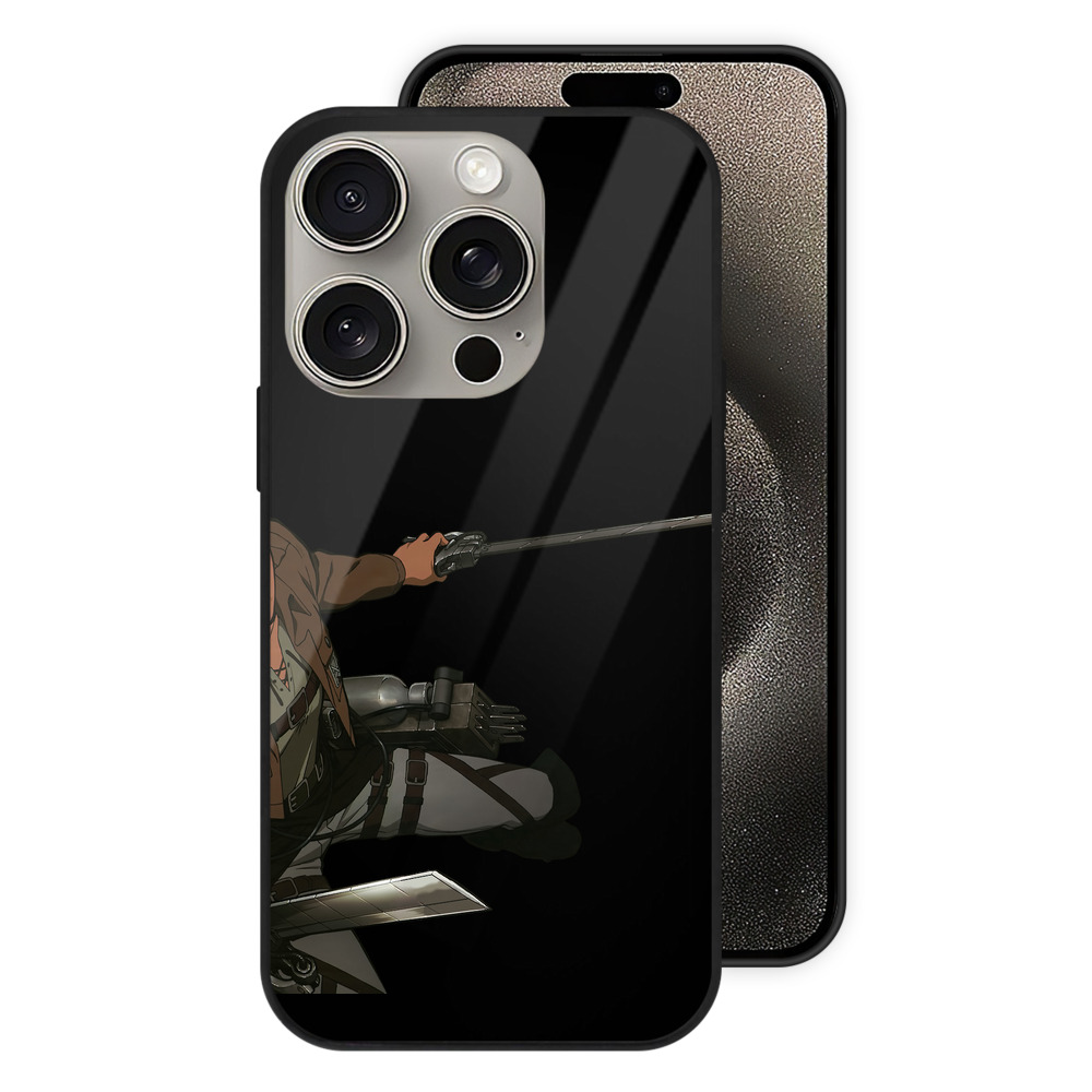 （画像用） 進撃の巨人 エレン･イェーガー Attack on Titan Eren Jäger 【iPhone15Pro対応】スマホケース 耐衝撃＆黄変防止 背面ガラス
